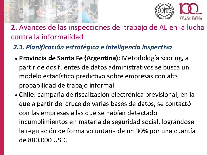 2. Avances de las inspecciones del trabajo de AL en la lucha contra la