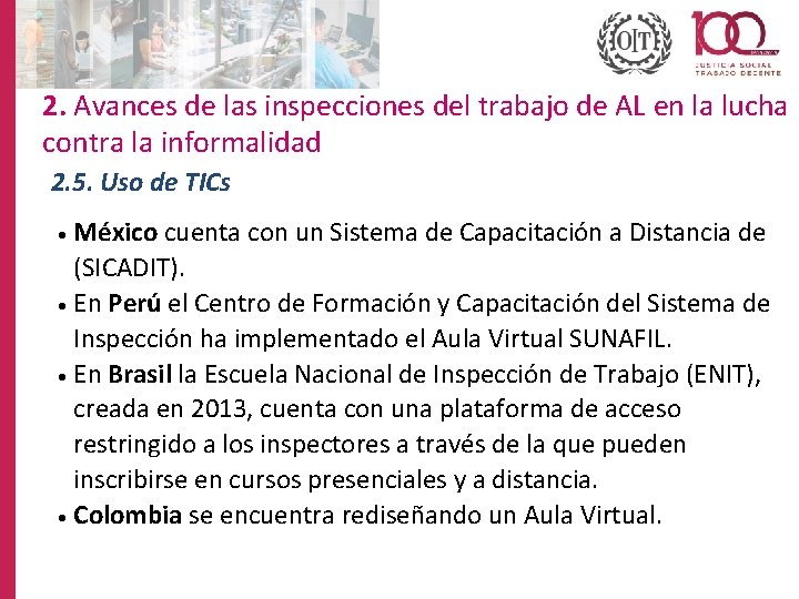 2. Avances de las inspecciones del trabajo de AL en la lucha contra la
