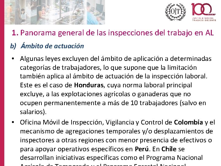 1. Panorama general de las inspecciones del trabajo en AL b) Ámbito de actuación