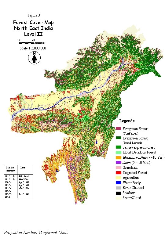 Figure 3 Forest Cover Map North East India Level II 0 60 Kilometers Scale