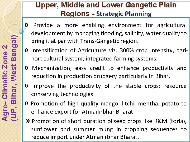 Upper, Middle and Lower Gangetic Plain Regions - Strategic Planning Agro- Climatic Zone 2