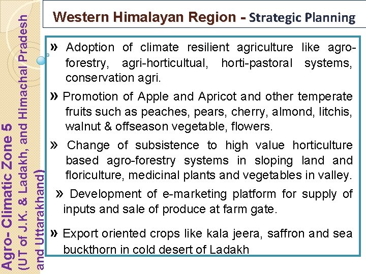 (UT of J. K. & Ladakh, and Himachal Pradesh and Uttarakhand) Agro- Climatic Zone