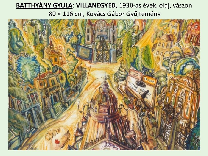 BATTHYÁNY GYULA: VILLANEGYED, 1930 -as évek, olaj, vászon 80 × 116 cm, Kovács Gábor
