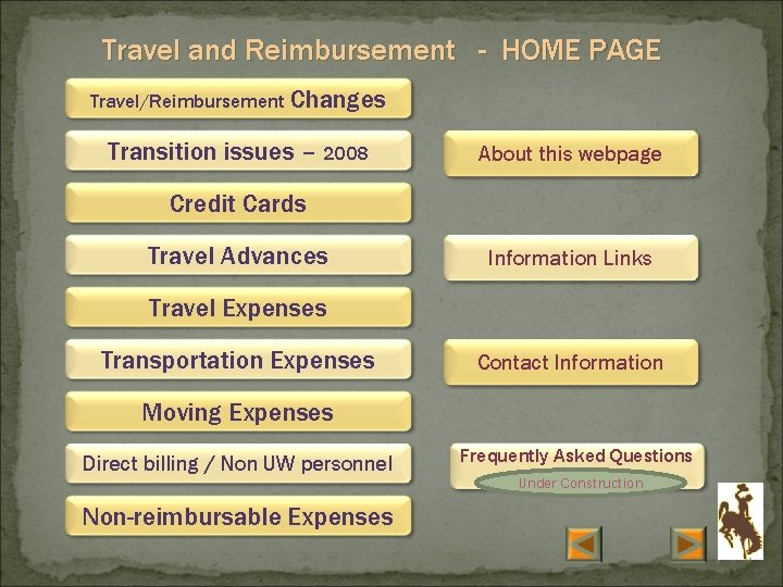 Travel and Reimbursement - HOME PAGE Travel/Reimbursement Changes Transition issues – 2008 About this