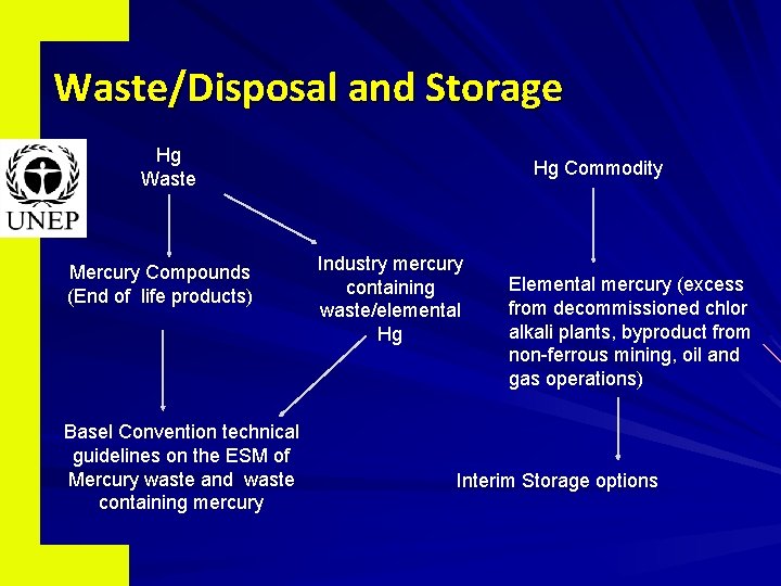 Waste/Disposal and Storage Hg Waste Mercury Compounds (End of life products) Basel Convention technical