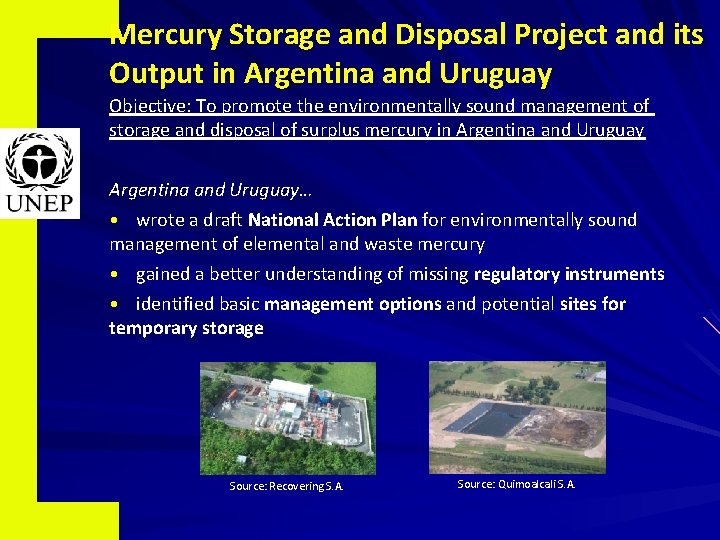 Mercury Storage and Disposal Project and its Output in Argentina and Uruguay Objective: To