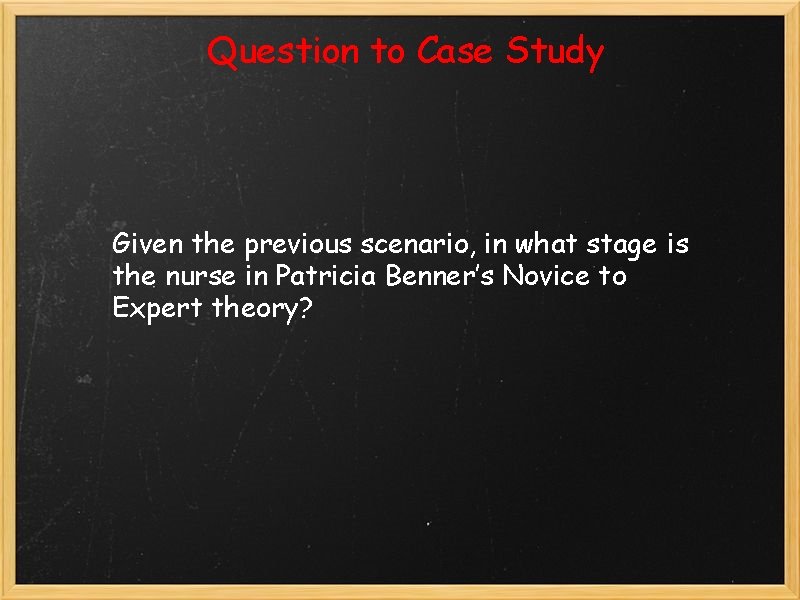  Question to Case Study Given the previous scenario, in what stage is the