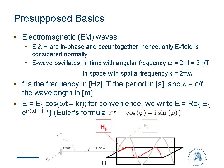 Presupposed Basics • Electromagnetic (EM) waves: • E & H are in-phase and occur