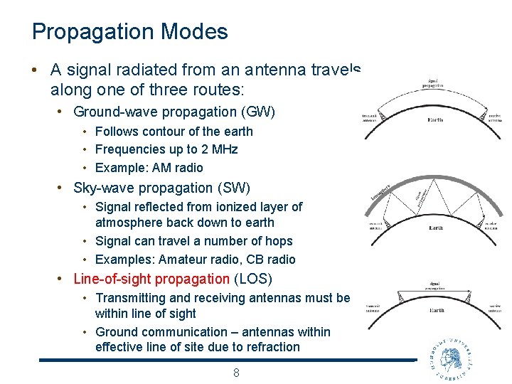 Propagation Modes • A signal radiated from an antenna travels along one of three