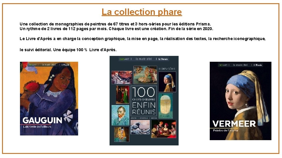  La collection phare Une collection de monographies de peintres de 67 titres et