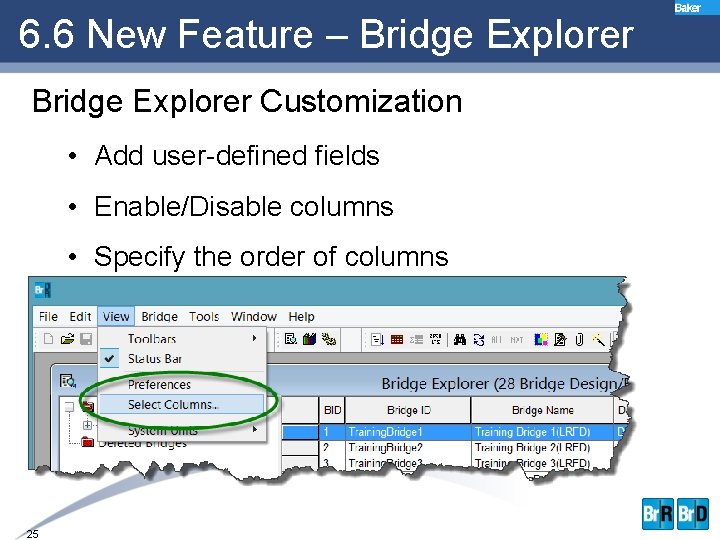 6. 6 New Feature – Bridge Explorer Customization • Add user-defined fields • Enable/Disable