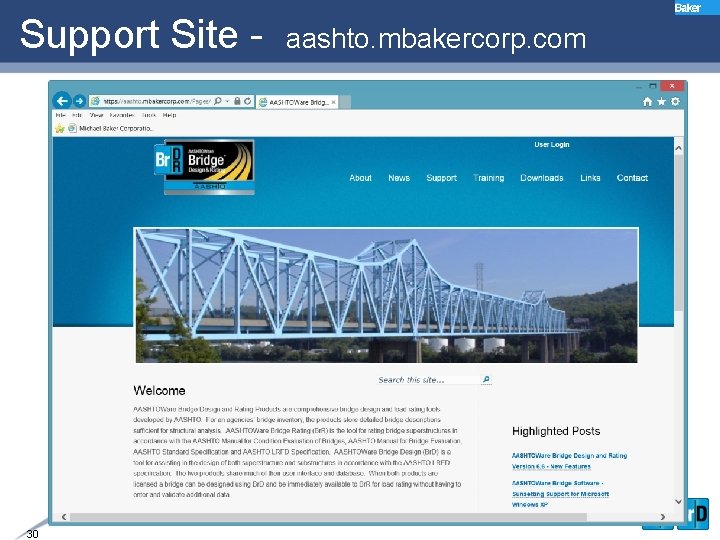 Support Site - 30 aashto. mbakercorp. com 