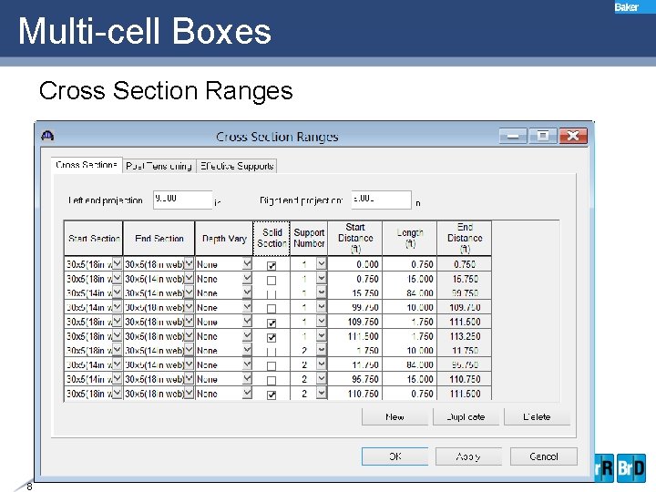 Multi-cell Boxes Cross Section Ranges 8 