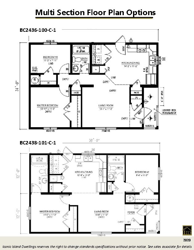 Multi Section Floor Plan Options BC 2436 -100 -C-1 BC 2438 -101 -C-1 2020