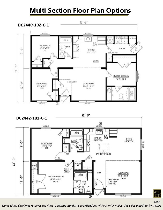 Multi Section Floor Plan Options BC 2440 -102 -C-1 BC 2442 -101 -C-1 2020