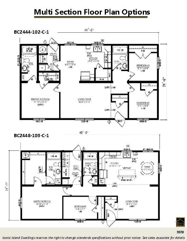 Multi Section Floor Plan Options BC 2444 -102 -C-1 BC 2448 -103 -C-1 2020