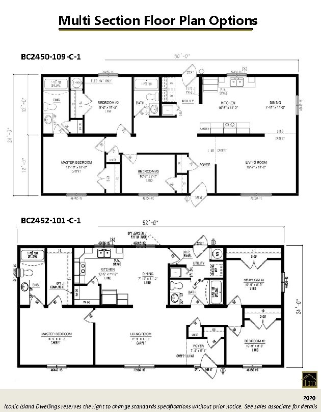 Multi Section Floor Plan Options BC 2450 -109 -C-1 BC 2452 -101 -C-1 2020