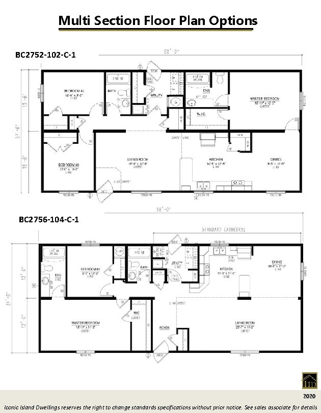 Multi Section Floor Plan Options BC 2752 -102 -C-1 BC 2756 -104 -C-1 2020