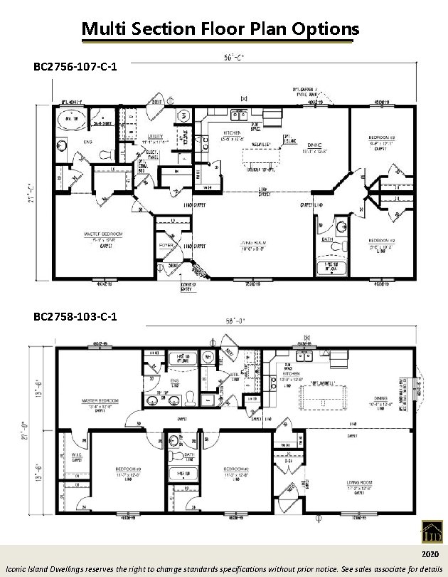 Multi Section Floor Plan Options BC 2756 -107 -C-1 BC 2758 -103 -C-1 2020