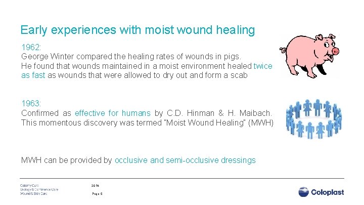 Early experiences with moist wound healing 1962: George Winter compared the healing rates of