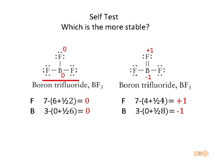 Self Test Which is the more stable? 0 +1 0 1 F 7  Self Test Which is the more stable? 0 +1 0 1 F 7