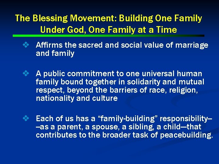 The Blessing Movement: Building One Family Under God, One Family at a Time v