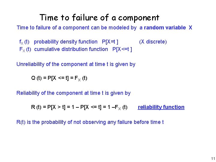 Time to failure of a component can be modeled by a random variable X