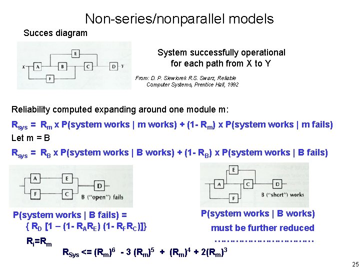 Non-series/nonparallel models Succes diagram System successfully operational for each path from X to Y