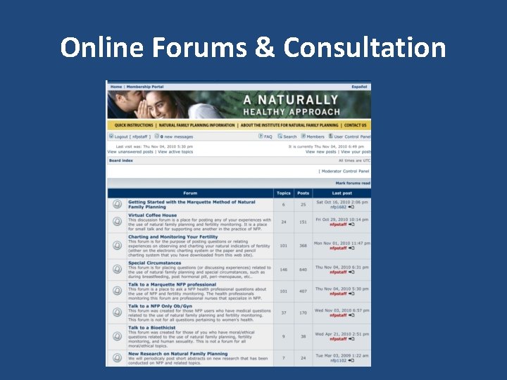 Online Forums & Consultation 