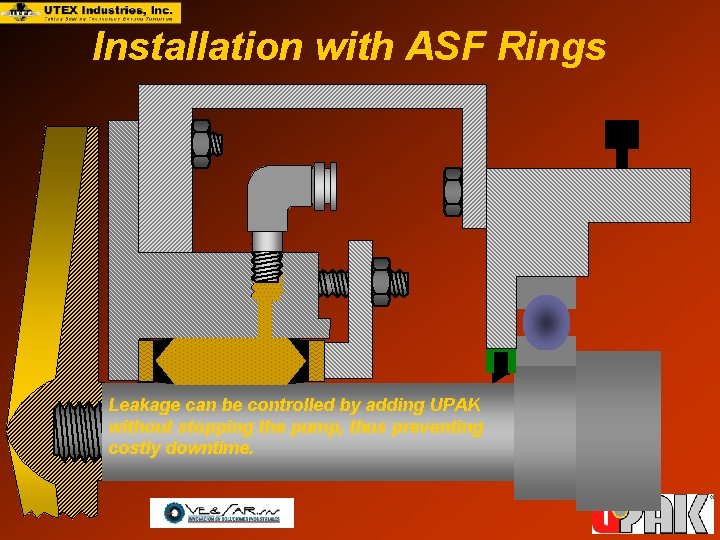 Installation with ASF Rings Leakage can be controlled by adding UPAK without stopping the
