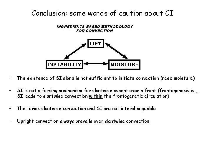 Conclusion: some words of caution about CI • The existence of SI alone is