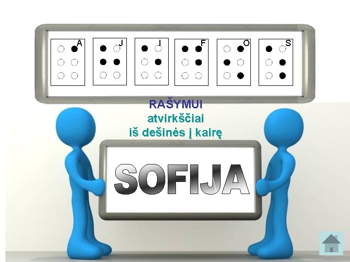 A J I F RAŠYMUI atvirkščiai iš dešinės į kairę O S 