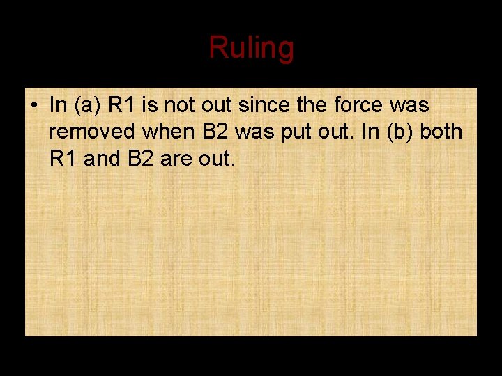 Ruling • In (a) R 1 is not out since the force was removed
