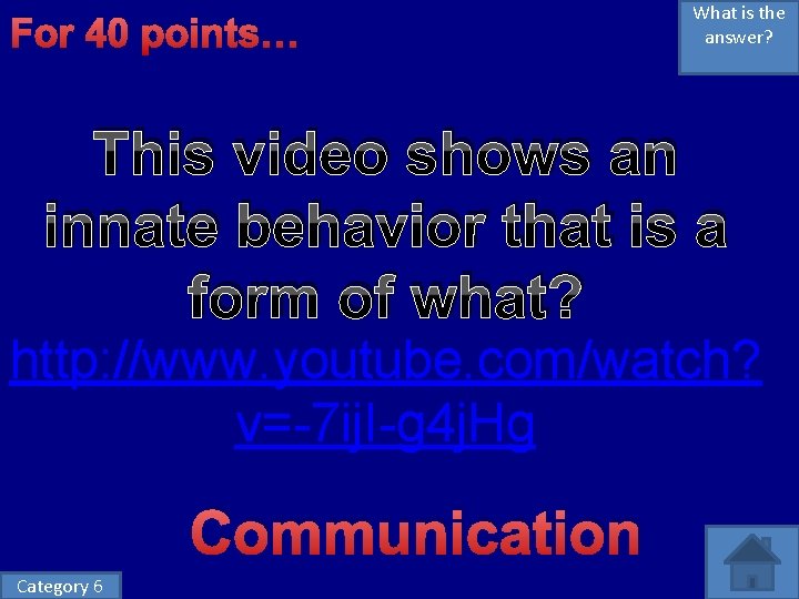 For 40 points… What is the answer? This video shows an innate behavior that For 40 points… What is the answer? This video shows an innate behavior that