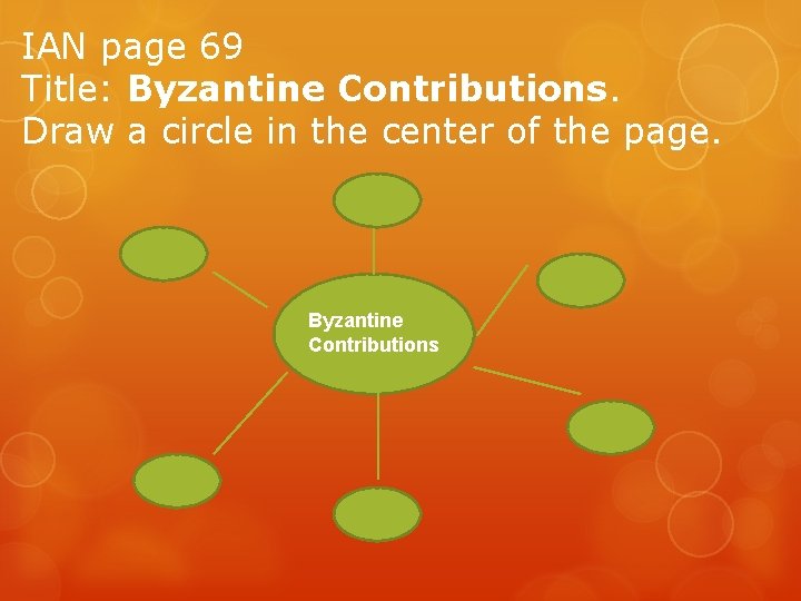 IAN page 69 Title: Byzantine Contributions. Draw a circle in the center of the