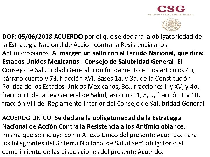 DOF: 05/06/2018 ACUERDO por el que se declara la obligatoriedad de la Estrategia Nacional