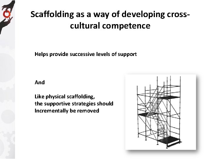 Scaffolding as a way of developing crosscultural competence Helps provide successive levels of support