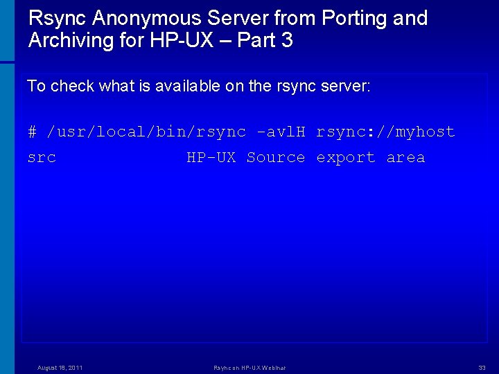 Rsync Anonymous Server from Porting and Archiving for HP-UX – Part 3 To check