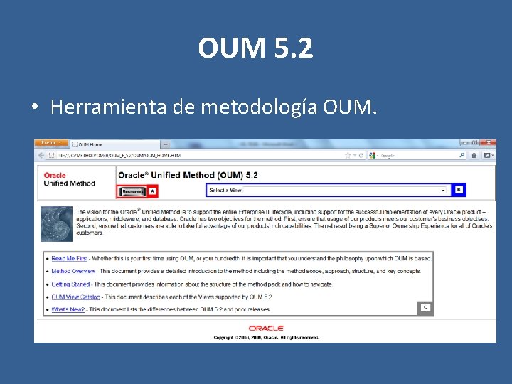 OUM 5. 2 • Herramienta de metodología OUM. 