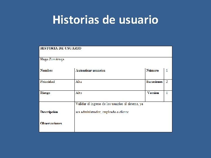 Historias de usuario 