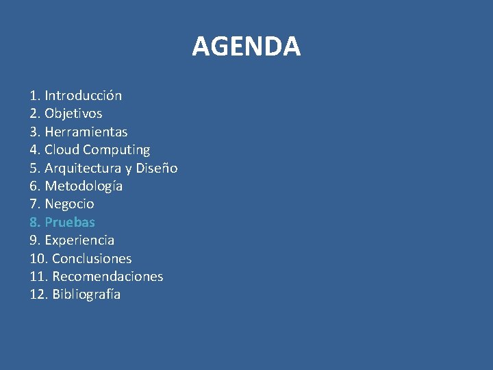 AGENDA 1. Introducción 2. Objetivos 3. Herramientas 4. Cloud Computing 5. Arquitectura y Diseño