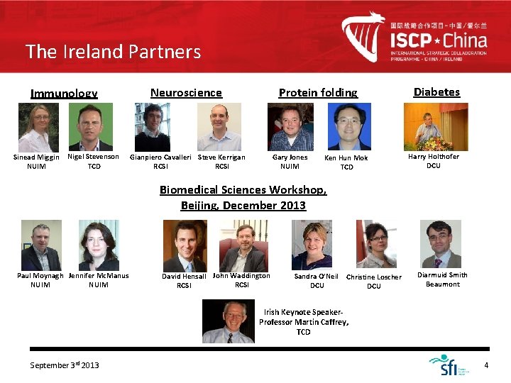 The Ireland Partners Immunology Sinead Miggin NUIM Nigel Stevenson TCD Neuroscience Protein folding Gianpiero