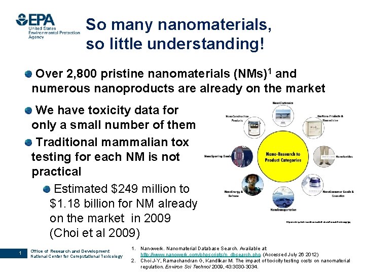 So many nanomaterials, so little understanding! Over 2, 800 pristine nanomaterials (NMs)1 and numerous
