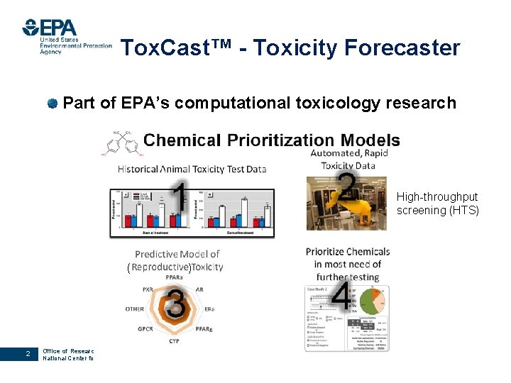 Tox. Cast™ - Toxicity Forecaster Part of EPA’s computational toxicology research High-throughput screening (HTS)