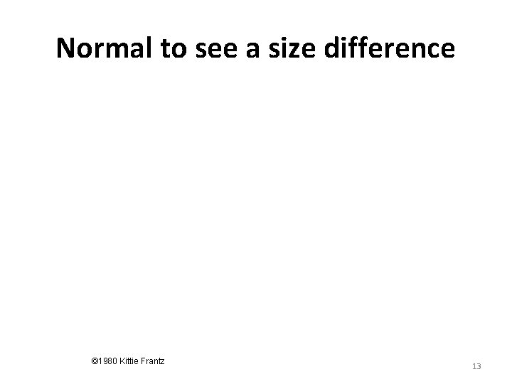 Normal to see a size difference © 1980 Kittie Frantz 13 Normal to see a size difference © 1980 Kittie Frantz 13
