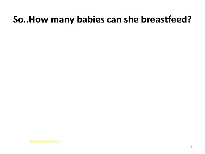 So. . How many babies can she breastfeed? © 1990 N Wohlfarth 14 So. . How many babies can she breastfeed? © 1990 N Wohlfarth 14