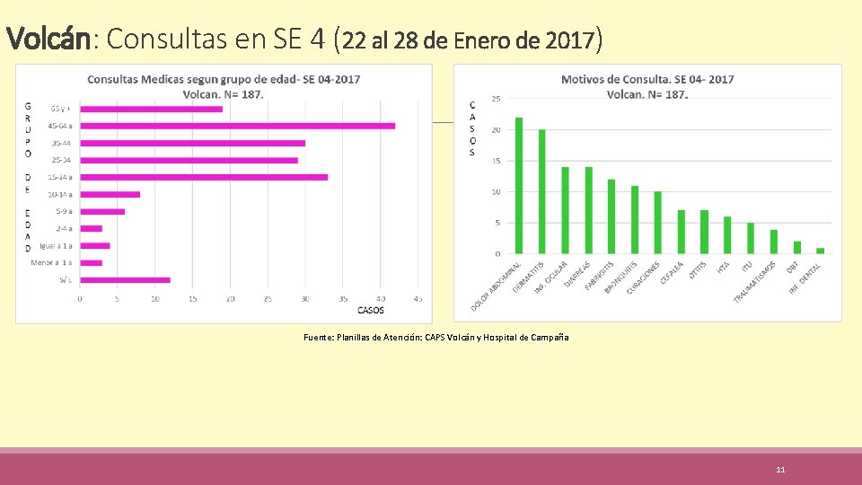 Volcán: Consultas en SE 4 (22 al 28 de Enero de 2017) Fuente: Planillas