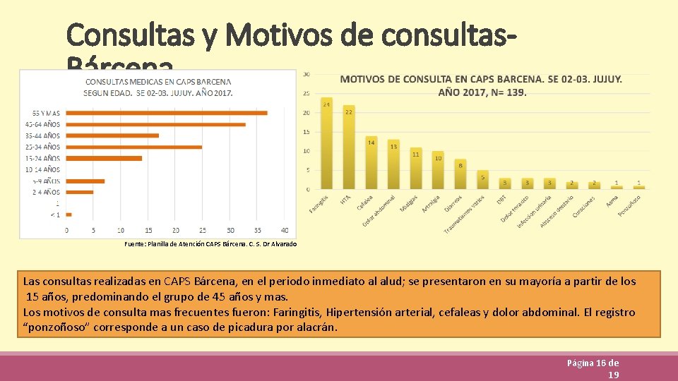 Consultas y Motivos de consultas. Bárcena Fuente: Planilla de Atención CAPS Bárcena. C. S.