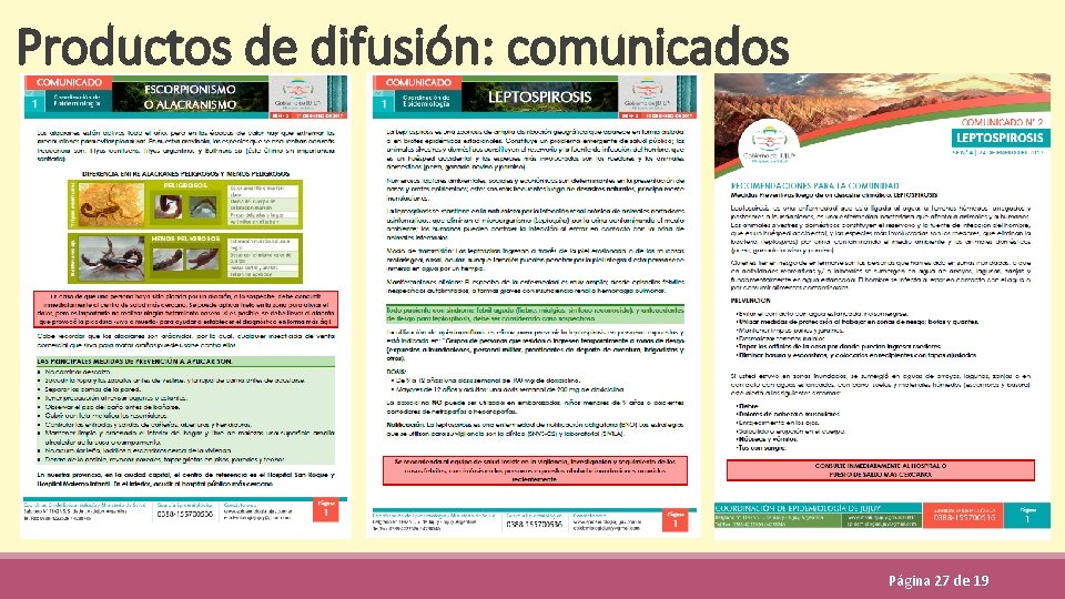Productos de difusión: comunicados Página 27 de 19 