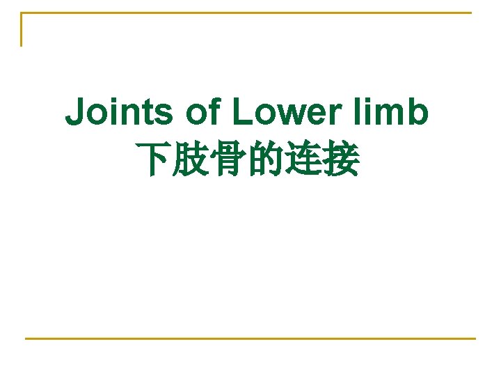 Joints of Lower limb 下肢骨的连接 